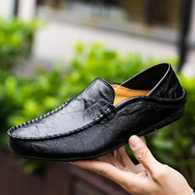Herrenschuhe aus echtem Leder, lässig, Luxusmarke, formelle Herren-Loafer, Mokassins, italienische atmungsaktive Slip-on-Bootsschuhe in Übergröße