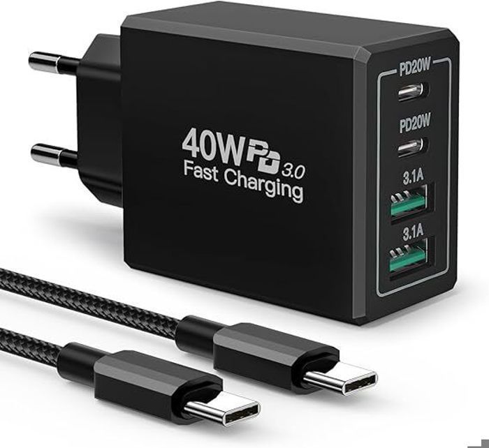 Chargeur - 40W - 4 Ports - Charge Rapide - Protection Système Multiple