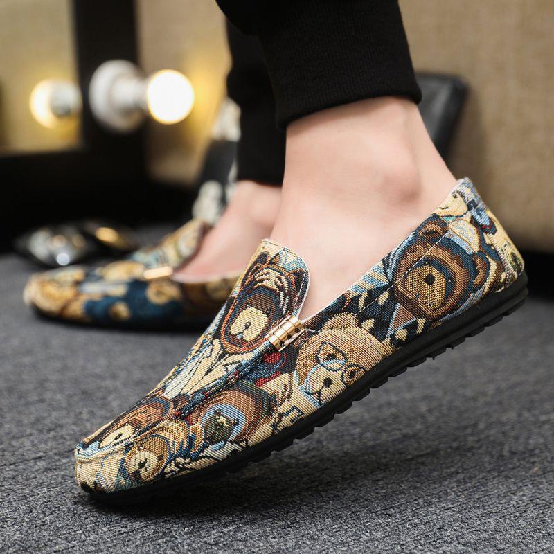 Fashion Male Shoe Canvas Office Breathable Round Toe Sneakers Walking Non-leather Adults High Quality Fashion Elegant Men's Casual Shoes