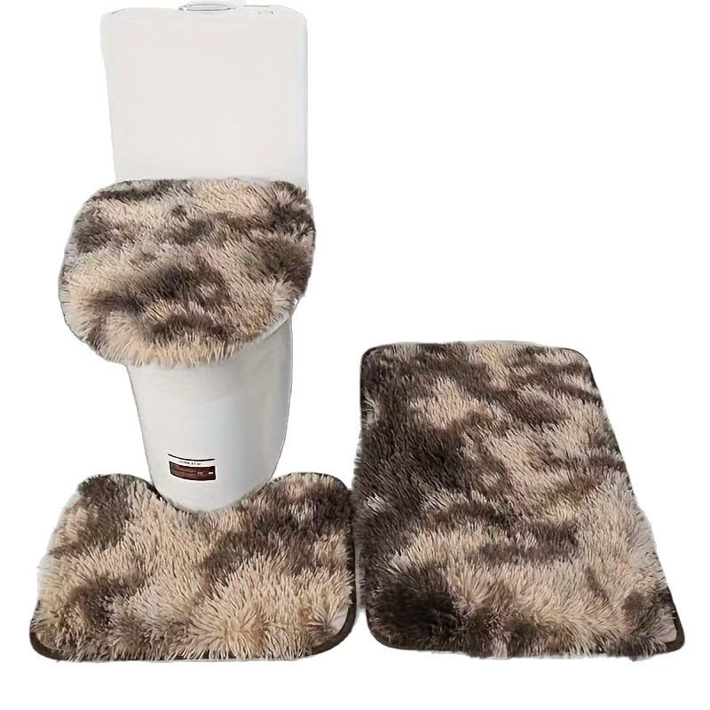 Zestaw mat łazienkowych Tie-Dye z jedwabiu i wełny: Odporny na zabrudzenia, antypoślizgowy, chłonny, pluszowy 3-częściowy zestaw mat toaletowych.