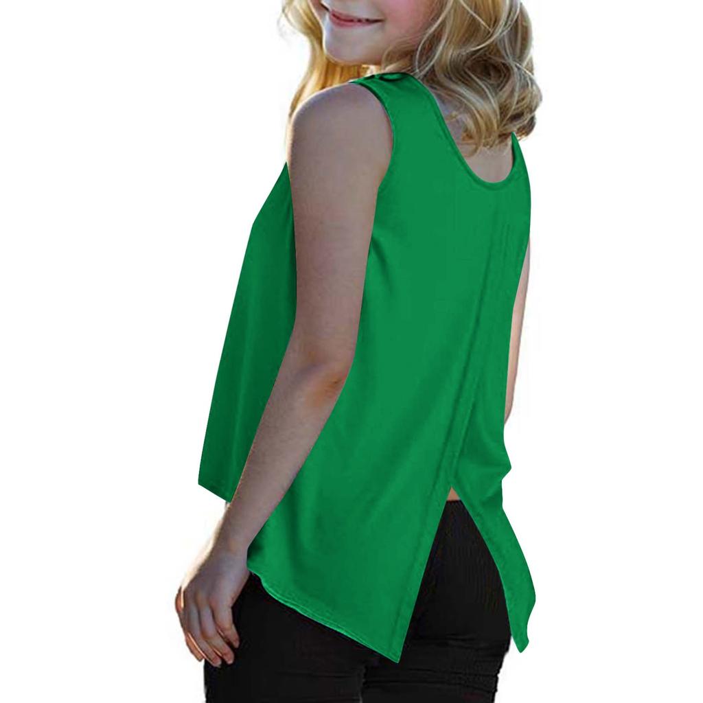 Girls Fashion Bow Small Vest Sleeveless T-shirt Kids Backless Solid Color Tops