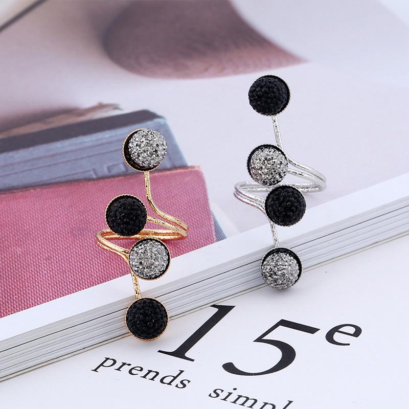 Korean Style Resin Diamond Alloy Bean Knuckle Ring - Retro Spring Design for Women