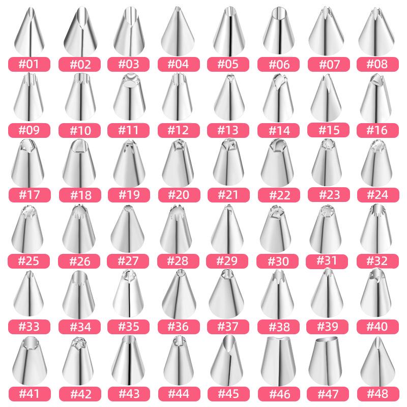 Stainless Steel Piping Tips Set - 48 Styles for Cake Decorating