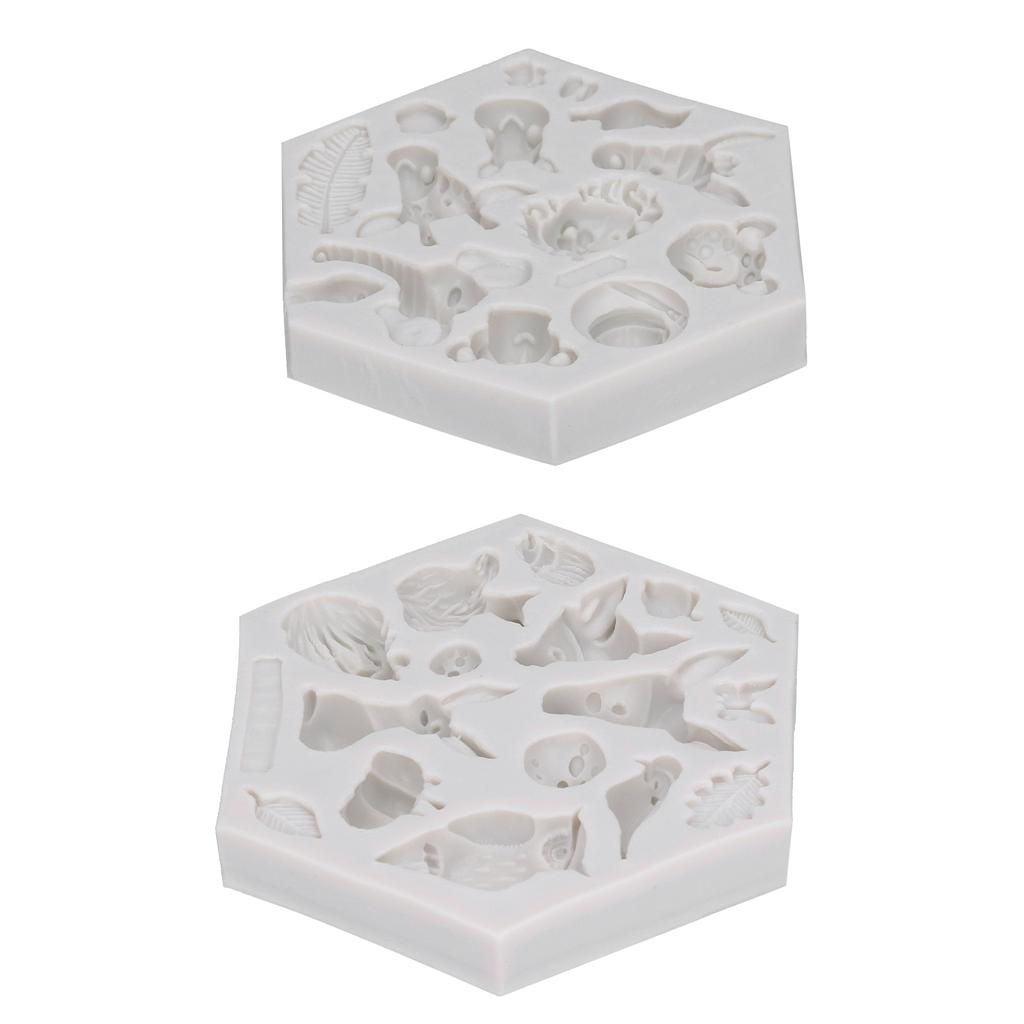 2Stk/Set Tiermuster Silikon Fondantform Schokolade Seife Kuchenform Backwerkzeug Grau