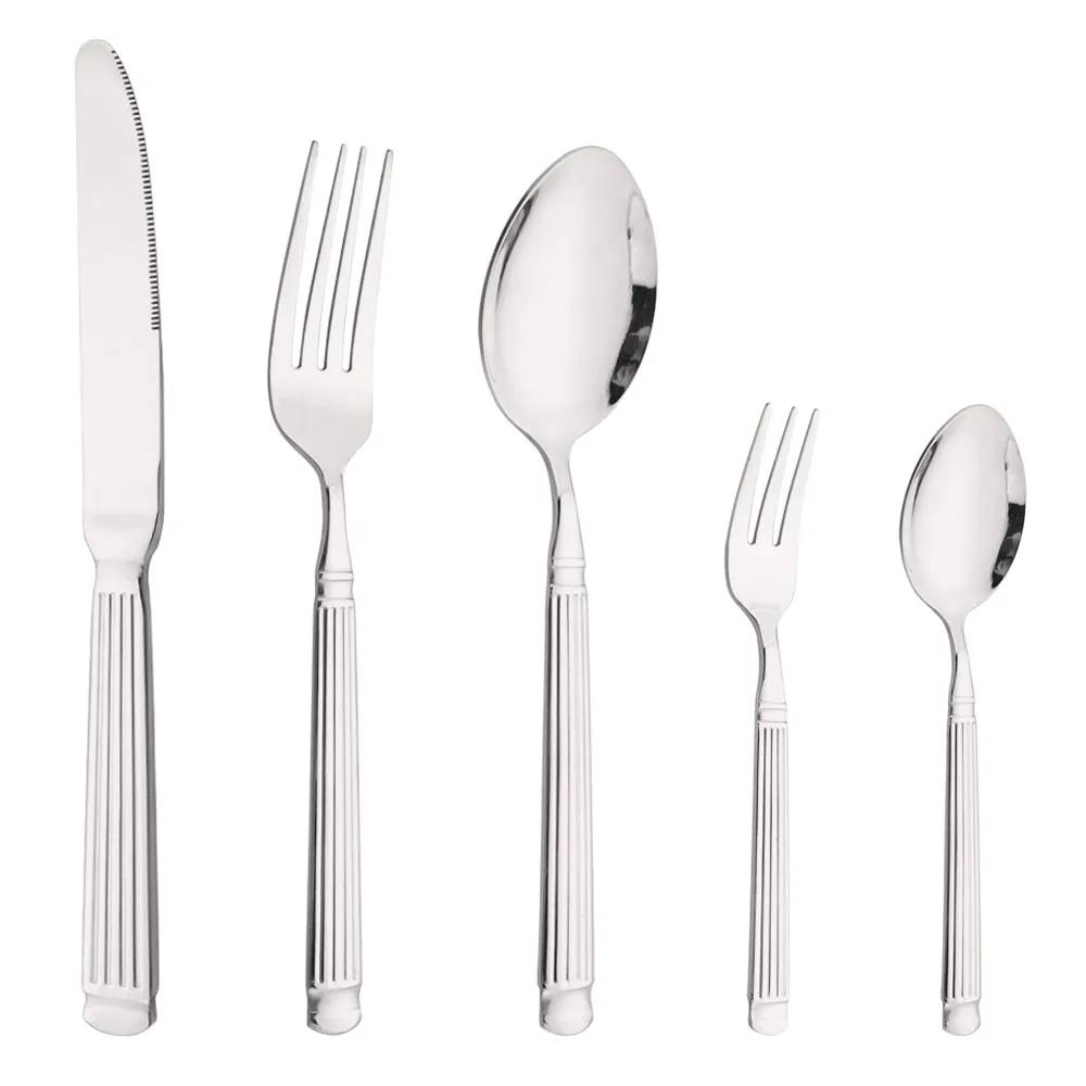 5 ks Sada příborů se zlatým zrcadlem Sada příborů Wetern Nůž Vidlička Lžíce Sada kuchyňského nádobí Sada nádobí z nerezové oceli