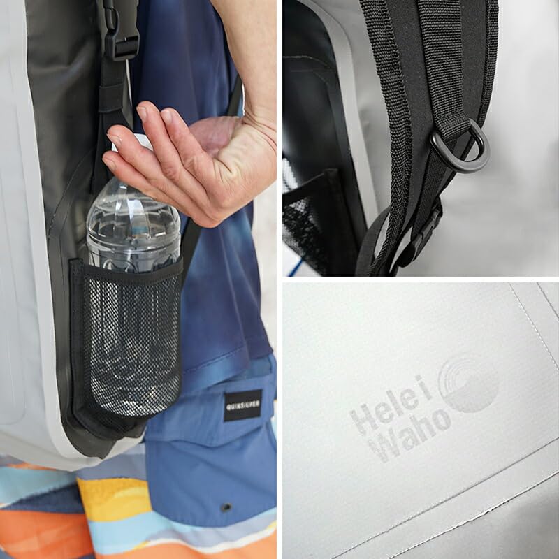 Heleiwaho Waterproof Large Capacity 30L Perfect for Outdoor Activities and Marine Backpack, Roll-Top, Sports, WT/BK