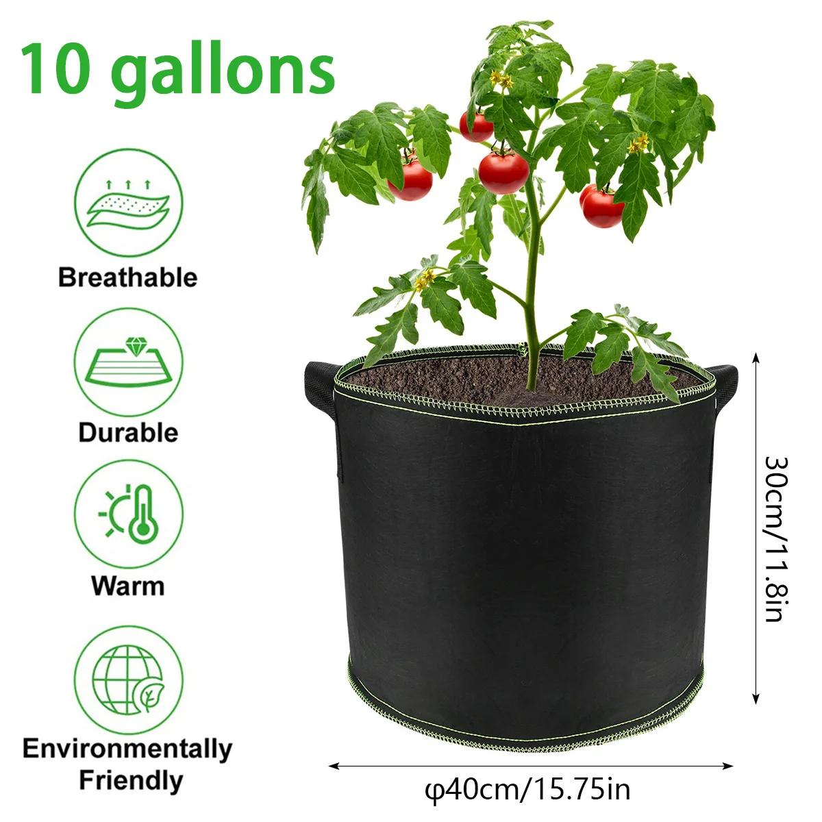 

1PC Fabric Plant Pots Grow Bags 10 Gallon Gardening Vegetable Tomato Strawberry Growing Planter Containers with Sturdy Handles