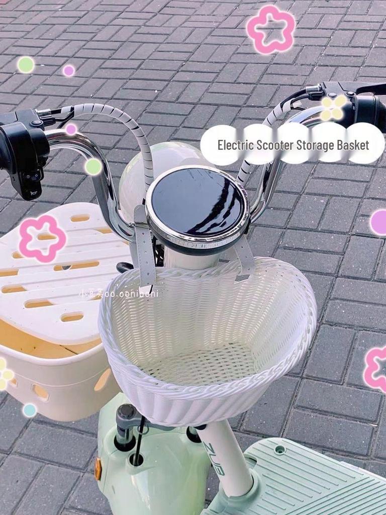 Handwoven Removable Front Storage Basket for Scooters & Bicycles - Large Capacity