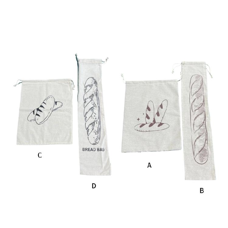 Sustainable Packaging Pouch Functional Linen Drawstring Bag for Bread and Fruits