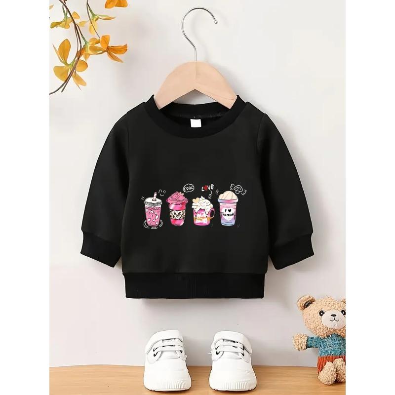 Kids Crewneck Sweatshirt,Four Cartoon Ice Creams Graphic Print,Skin-Friendly Soft Pullover