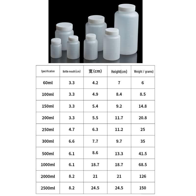 Masfu Wide-Mouth PE Plastic Reagent Sample Bottles