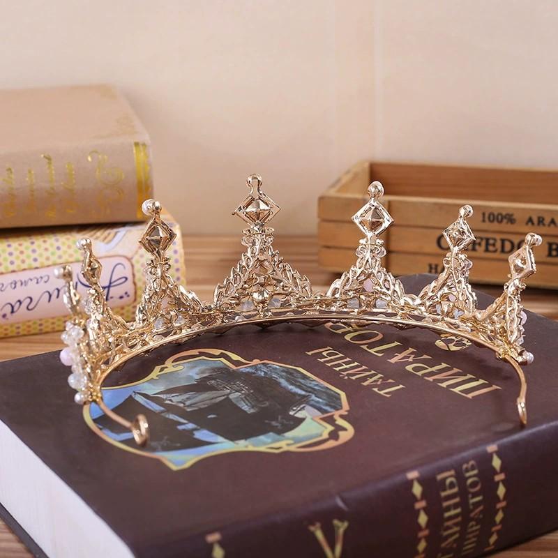 Bridal Crown Headband Children Princess Hair Crown Crystal Girls Headband Handmade Pearl Performance Hair Accessories Birthday Crown