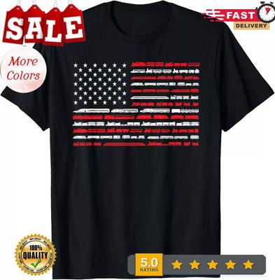 2025/Tåg Järnväg Amerikansk Flagga Vintage Lokomotiv Gåva Unisex T-shirt Unisex T-shirt