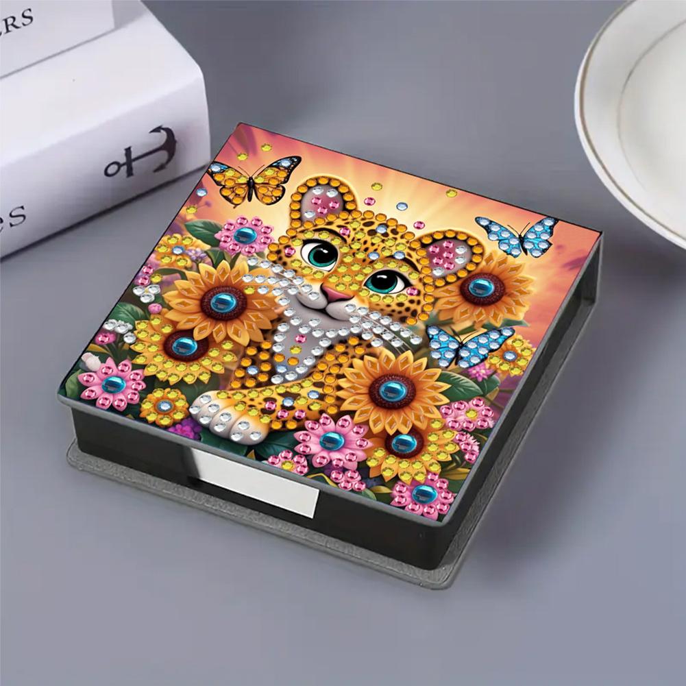 5D DIY Leather Diamond Painting Notecard Box Mosaic Kit Gem Painting Memo Pad Holder Diamond Art Note Box for Desktop Decoration