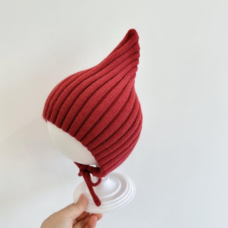Super Stretch Pointed Hat Christmas Red Infant Elf Hat Autumn and Winter Month Age Boy and Girl Needles