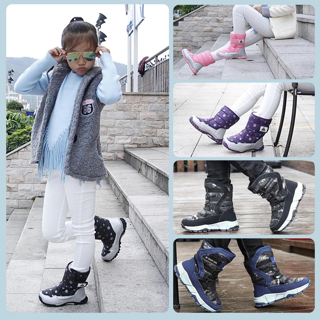 Mishansha Snow Boots for Boys and Cold Winter Boots for Outdoor Perfect for and Playing in the Size Kids' Girls, Fleece-Lined, Weather, Non-Slip,