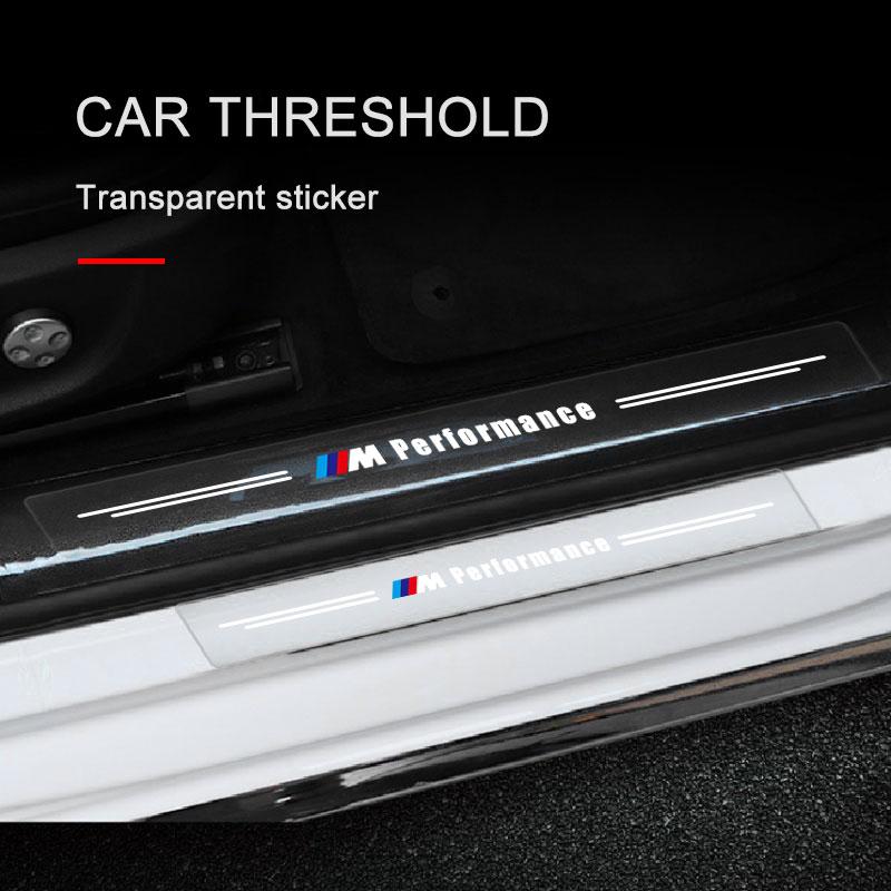 4Pc Car Threshold Protector Transparent Decorative Badge 3D Sticker For BMW M E34 E36 E60 E90 E46 E39 E70 F10 F20 F30 X5 X6 X1 M3 M5 M6 E71 F01 F02