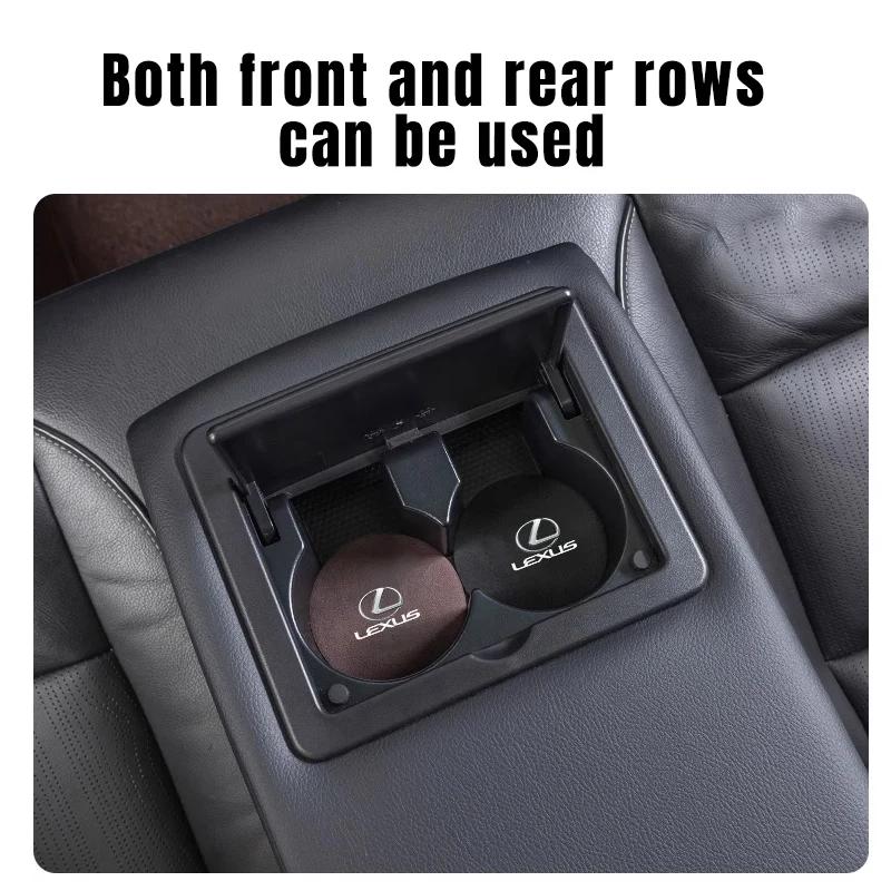 2Pcs Car Logo Coasters Leather Water Cup Non-Slip Mats For Lexus CT200h ES250 ES300h IS250 IS200 GS300 GS460 GX470 LS400 LX470 R