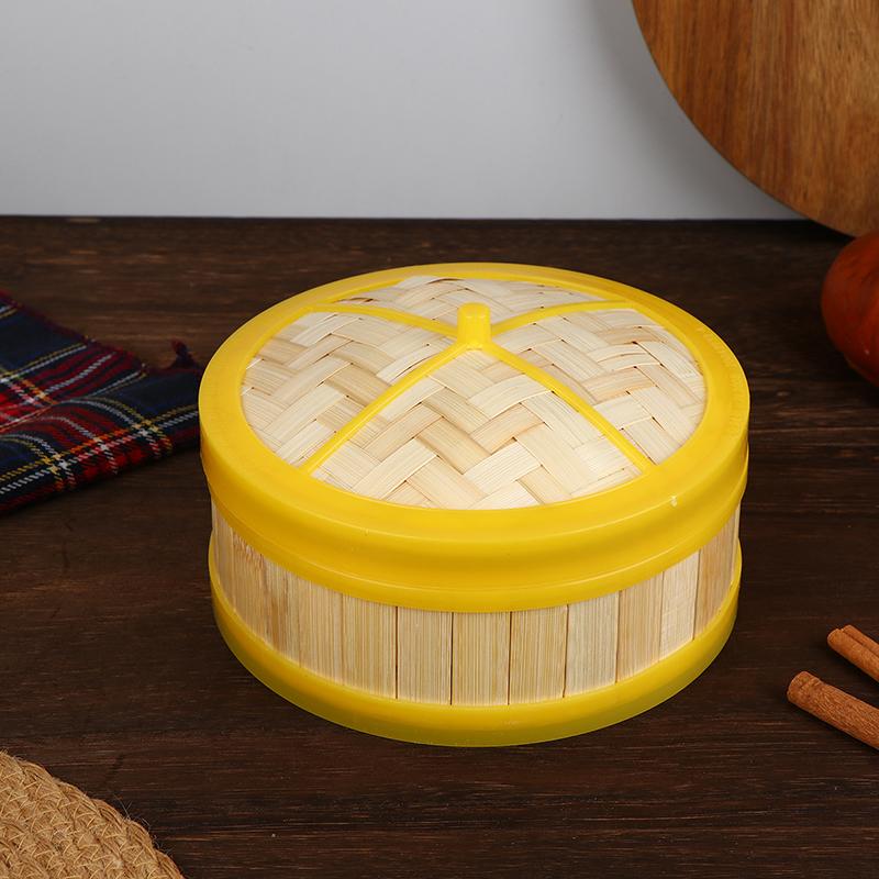 1Pc 5-6.5 Inch Cook Sticky Rice Chinese Food Making Handmade Steamer Basket With Lid Bamboo Kitchen Cookware Dumpling Steamer