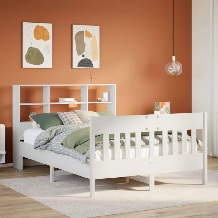 VidaXL Cadre de lit sans matelas blanc 120x190 cm bois de pin massif, lit, meuble de chambre à coucher, lit en bois, lit 3323240