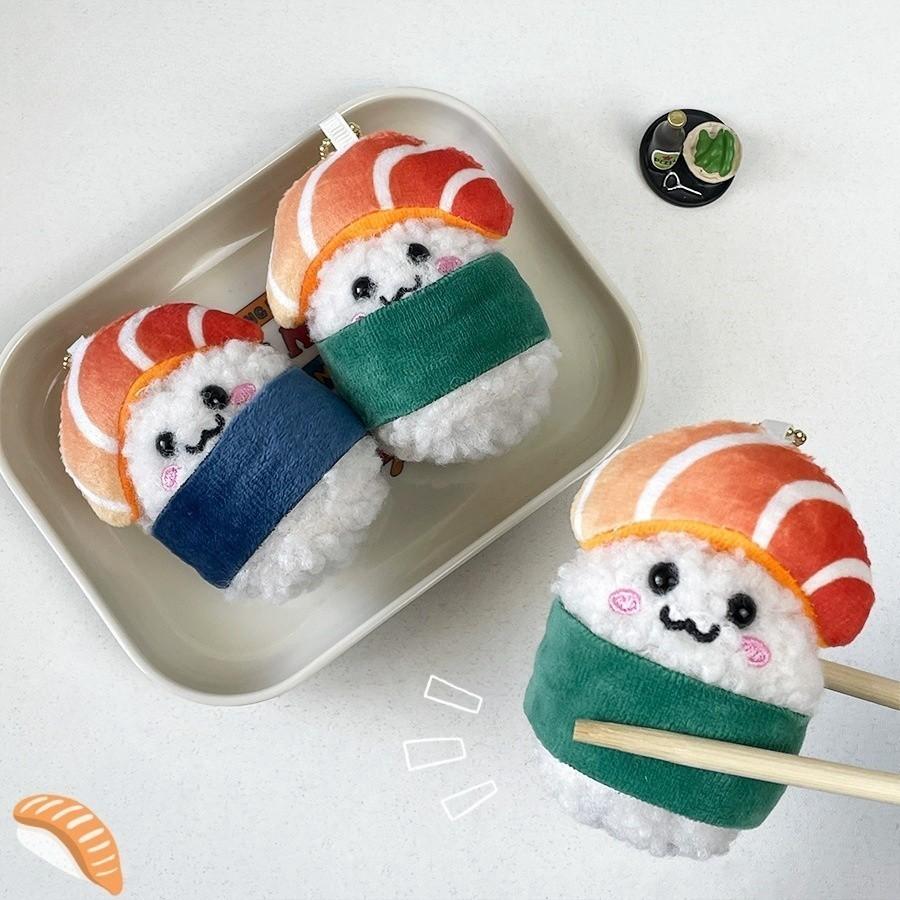 Japanese Salmon Sushi Plush Pendant Cute Doll Children's Student Backpack Accessories Keychain Mini Doll