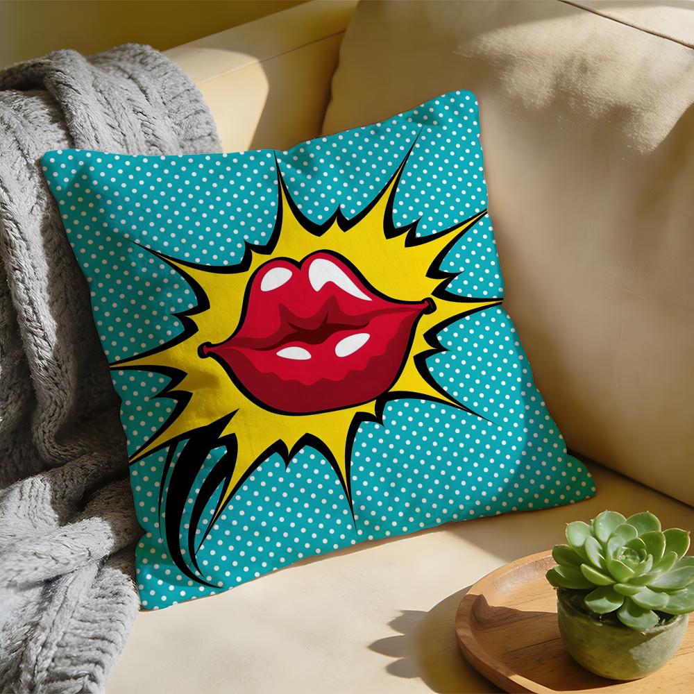 Cushion Cover Washed Linen Soft Breathable Decorative Case for Sofa Home Pillow Cover Roy Lichtenstein