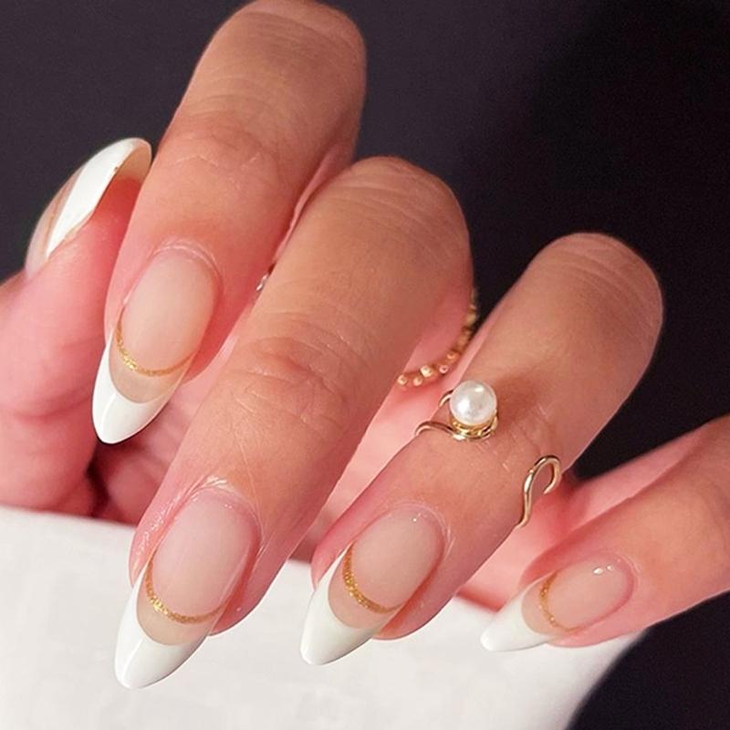 

Stick on Nail False Nail 24 Pcs Milky French Press On Nails Easy to Apply Nail Art Accesories for Stylish Women 1