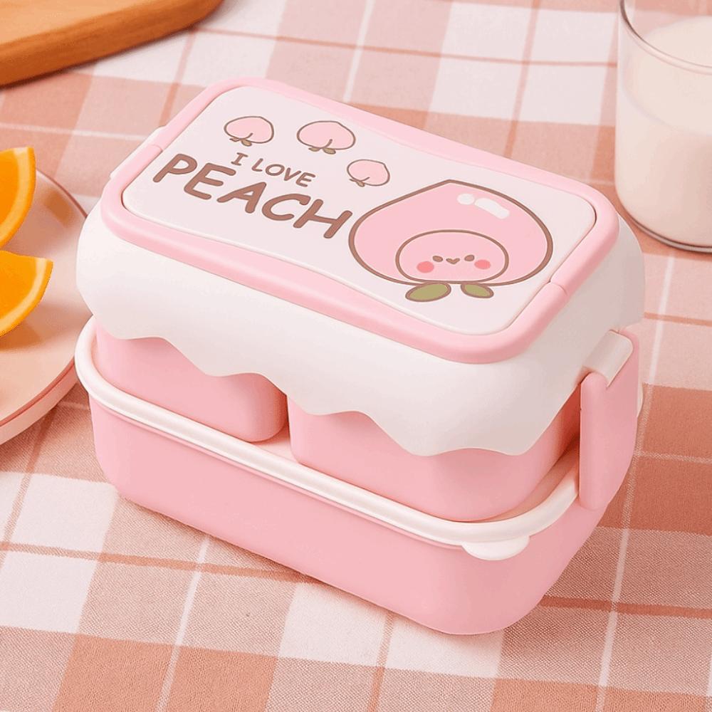 Fruit Pattern Plastic Lunch Box Drop-proof Compartment Lunch Box Cartoon Lunch Box  School