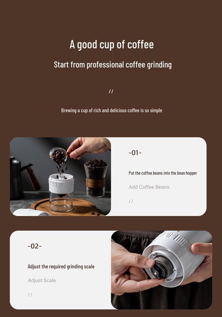 Fully Automatic Portable Electric Coffee and Grain Grinder
