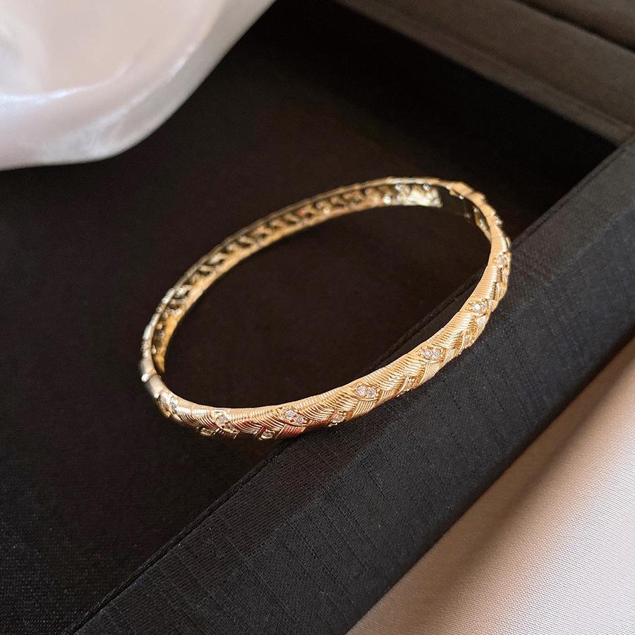 18K electroplated zircon wheat ear brushed bracelet bracelet simple and versatile exquisite jewelry women