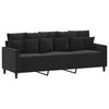 3 Seater Sofa with Ottoman Black 180 Cm Velvet