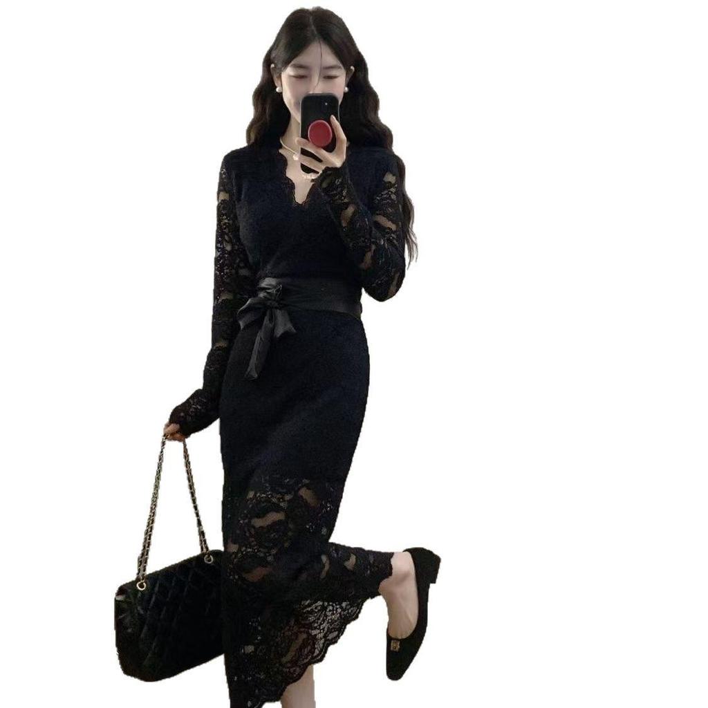 2025 French Plus Size Sexy Slimming Lace Dress for Mature Women - Hot Style Socialite Outfit