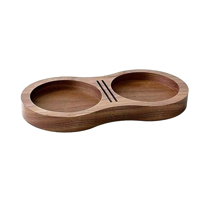Multi-functional Stable Walnut Wood Coffee Tamper Station Professional Non-Slip Bottom Coffee Tamper Storage Base