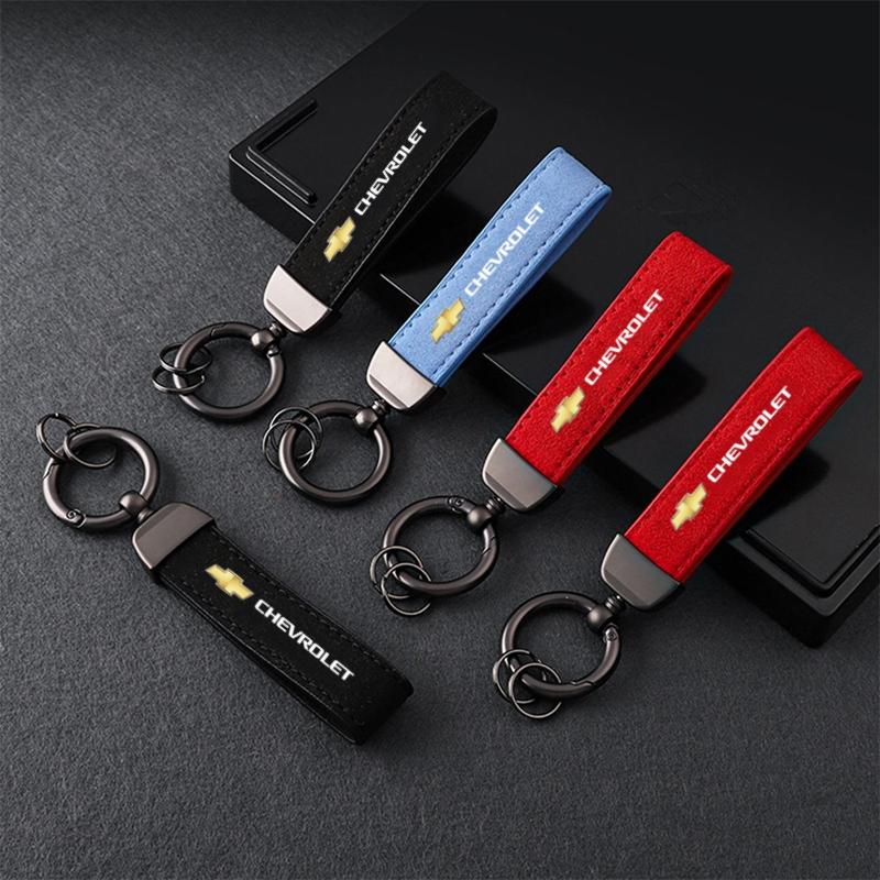 Anti-lost Metal Keychain Buckle Suede Leather Car Styling Keychain For Chevrolet Colorado Cruze Spark Captiva Malibu Trax