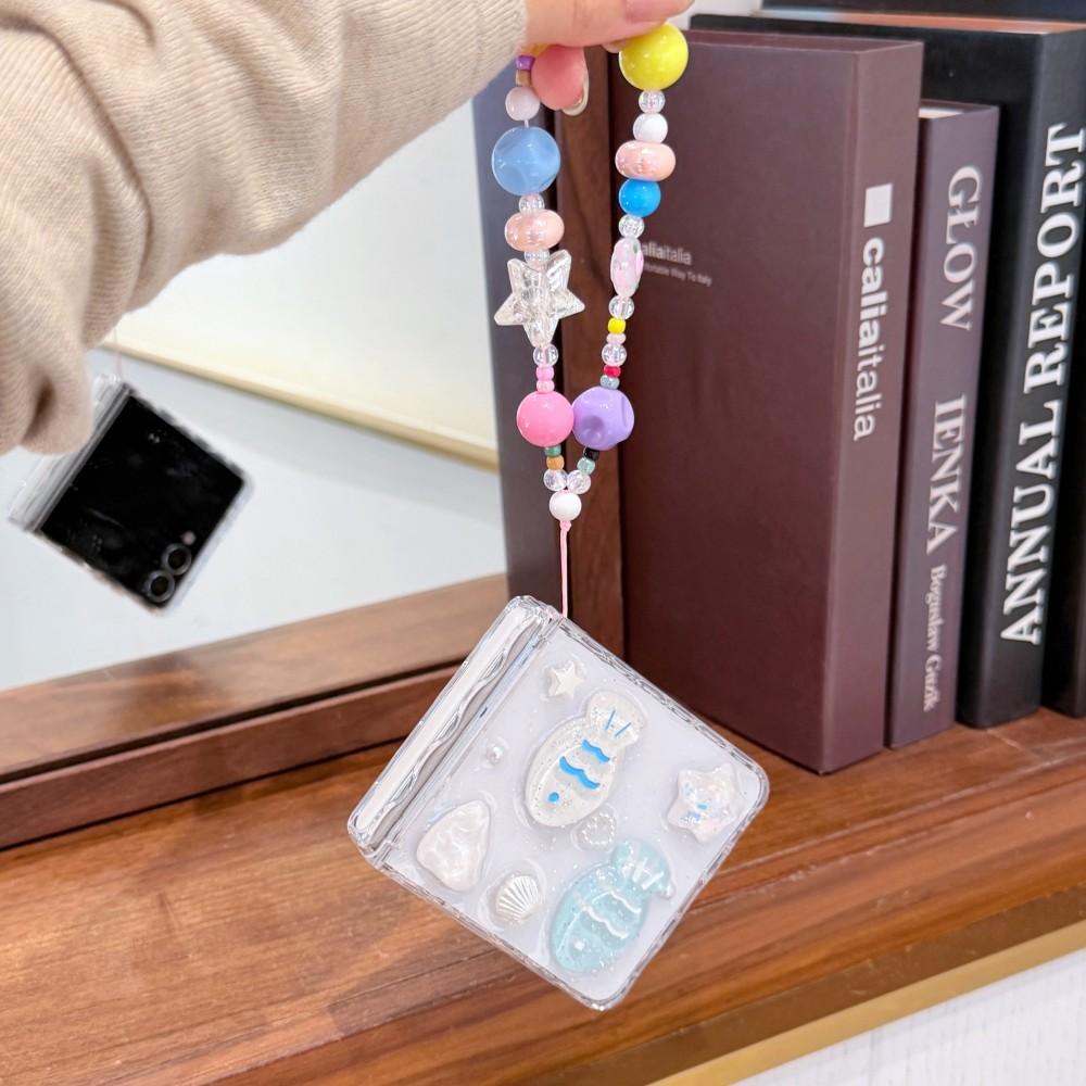 3D Cartoon For Samsung Galaxy Z Flip 5 6 7 5G Bracele Case Hinge Magnetic PC Shell Shockproof Protective Transparent Back Cover