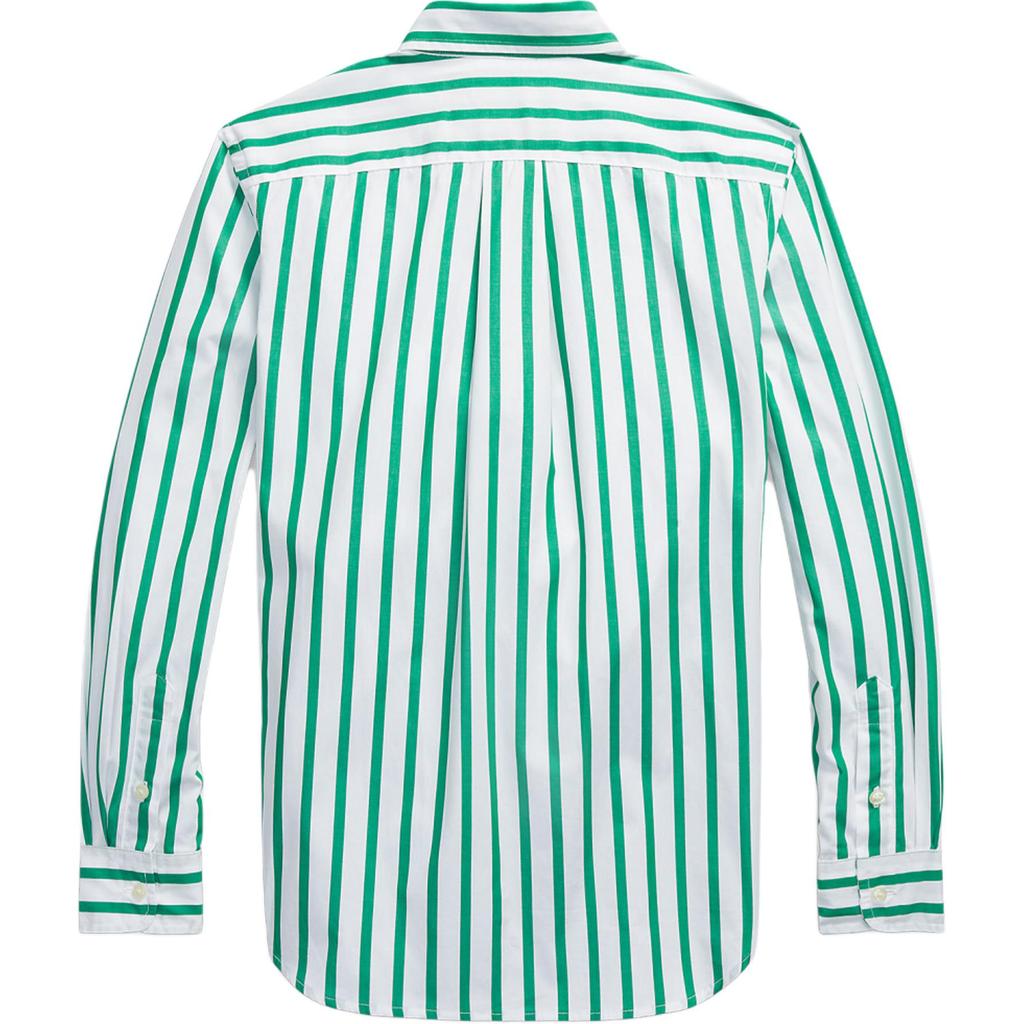 Polo Ralph Lauren Pruhované Dětské košile s límečkem na knoflíčky a výšivkou malého poníka, ležérní s dlouhým rukávem, broučí zelená CWPOWOVY6820456-999