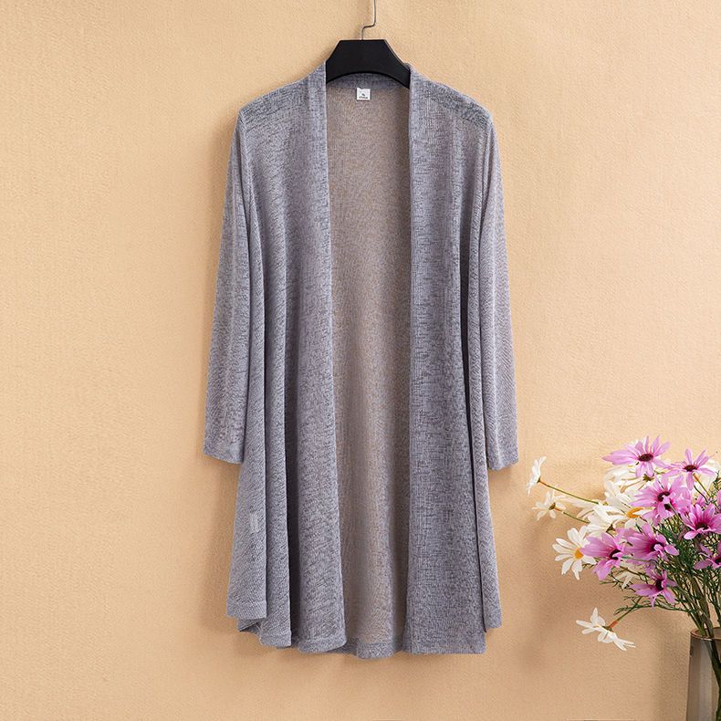 Sommer Neu Übergröße Strickjacke Damen Baumwolle und Leinen Strickpullover Klimaanlagenhemd Sonnenschutz Mittelang Dünne Jacke Schal