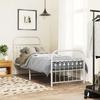 VidaXL Metal Bed Frame with Headboard/Footboard White 75x190 Cm, Single Bed, Bedroom Furniture, Bed 376657