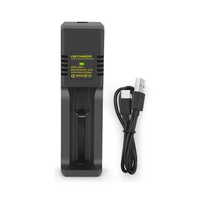 USB Battery Charger 1-Channel Charging Adapter with LED Indicator for 4.2V 3.7V 18650 14500 16340 Rechargeable Batteries