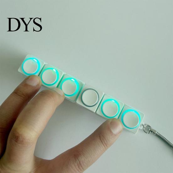 Decompression Button Toy Fidget Keyboard 1/2/3/4/5/6/9-Keys Stress Relief Finger Clicker Keychain with LED Light Portable Sensory Mechanical