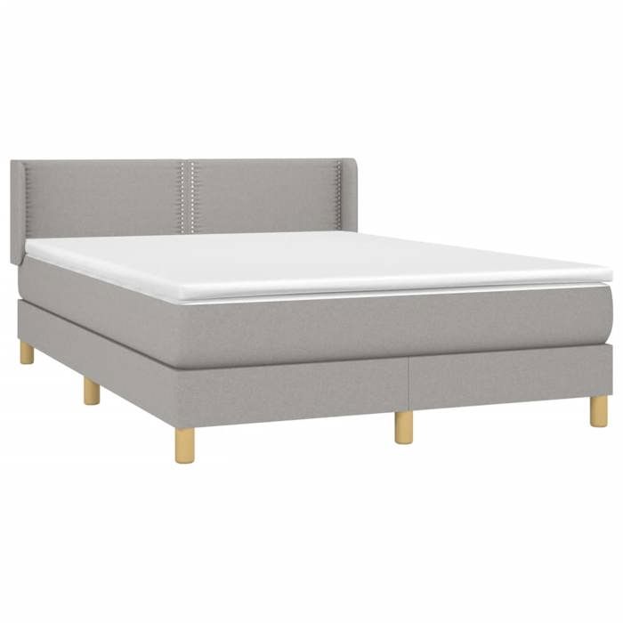 3130193 vidaXL Lit à sommier tapissier avec matelas Gris clair 140x200cm Tissu