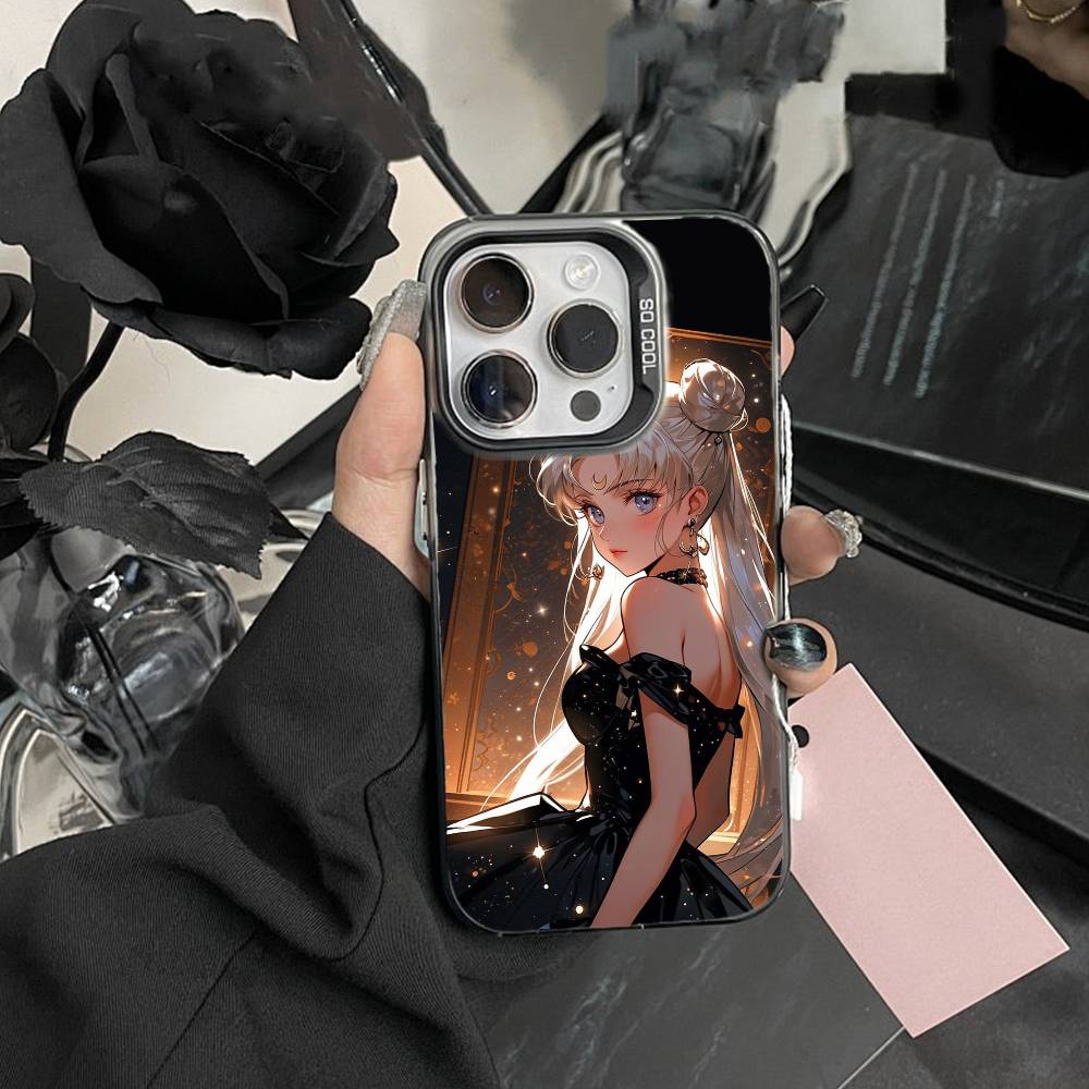 

Cartoon P-Sailor Moons Phone Case For iPhone 17,16,15,14,13,12,Pro MAX Black Matte Shockproof Cover iPhone15