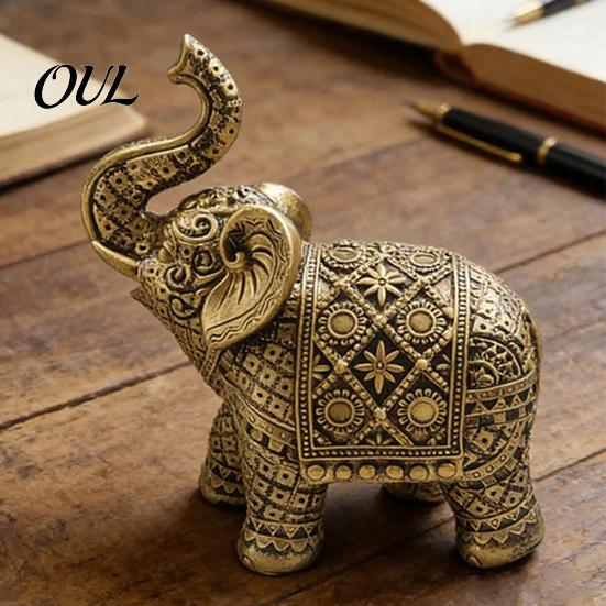 Entryway Interior Ornament Elephant Figurine, Luck Charm Sculpture, Versatile Indoor Outdoor Decor for Statue Car Tabletop Living Room Office,