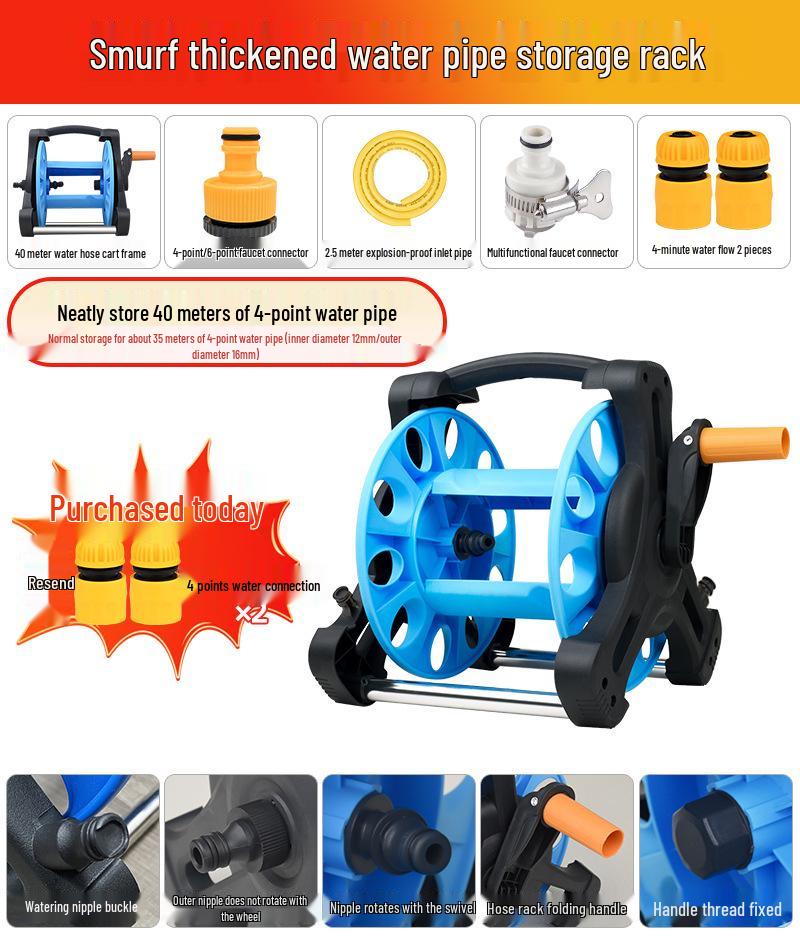 20m Bilvattenslangslindare med Vattenpistol & Förvaringsställ, Upprullningsrulle, 6/4tum, Finns även i 50m.