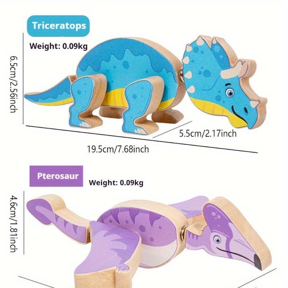 Fun and Interactive Wooden Dinosaur Building Blocks Toy,Detachable DIY Building Blocks for Ages 6/12, Multiplayer Play, Hand-Eye Coordination Skills