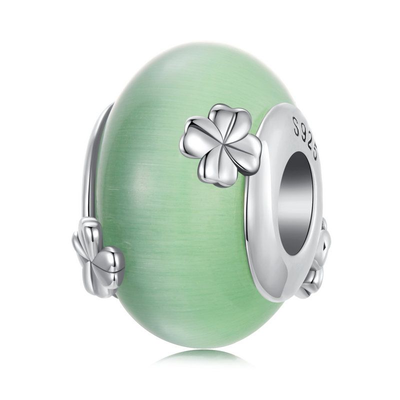

WOSTU 925 Lucky Green Four-leaf Clover Charm Pink Heart Pendant Faith Cross Bead Fit Bracelet Necklace Gift mom Family