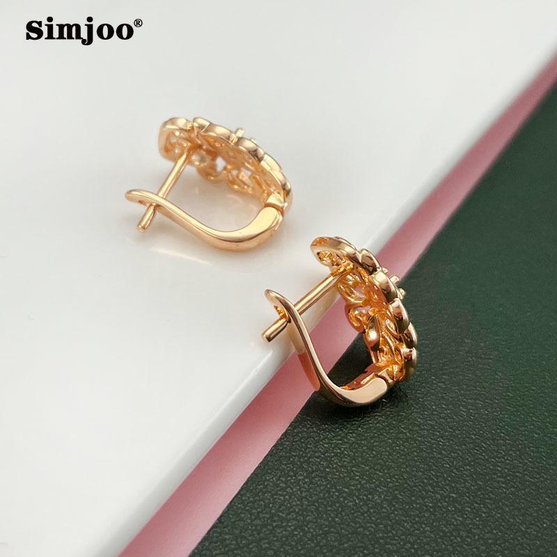 SIMJOO Zircon Earrings Fashion Temperament Carved Zircon Earrings for Women