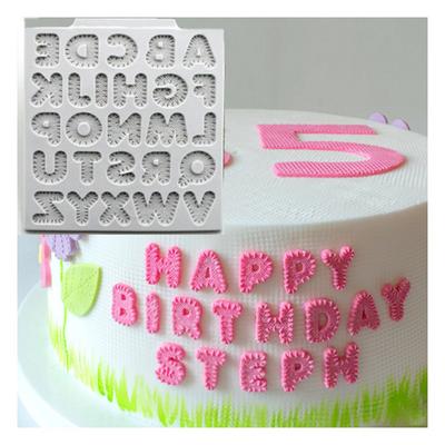 1 peça de linho 26 letras em inglês bolo molde de silicone ferramenta de decoração de bolo aniversário decoração de casamento ysx