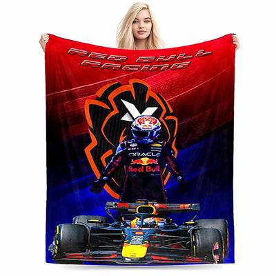 Red Bull Racing Suit & Car Design Flannel Blanket for Bedroom, Living Room, Sofa, and Nap