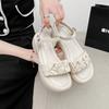 Fashion 2025 Summer New Women's Sandals Bow Thick Bottom Sand Dragons Roman Shoes Wind Matching Dresses Outer Wear Women's